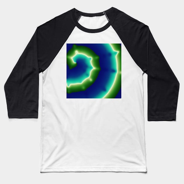 Bright blue and green spirals Baseball T-Shirt by TiiaVissak